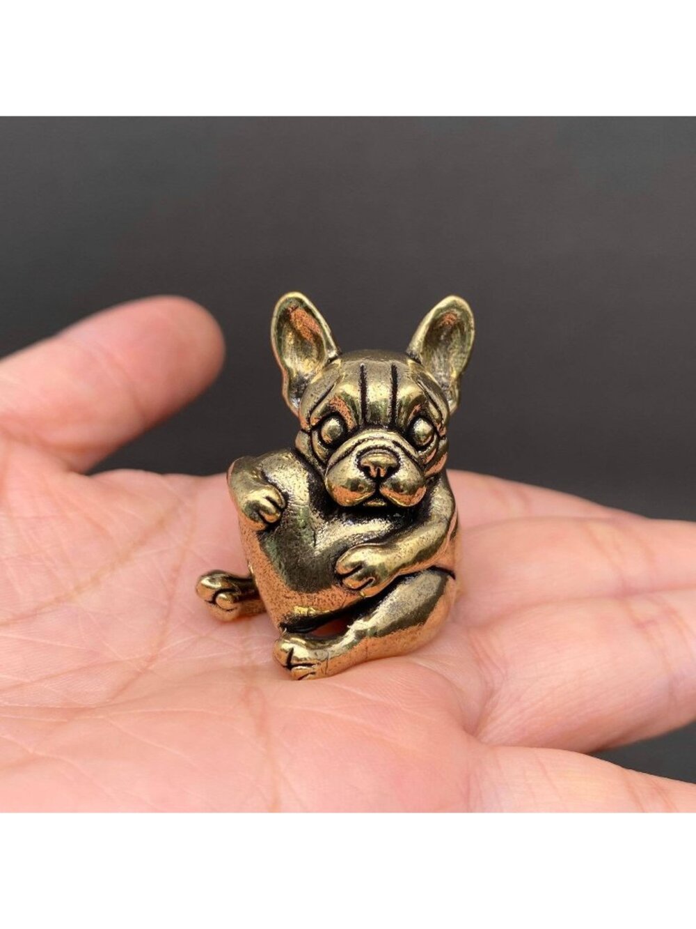 Brass French Bulldog Figurine Frenchie Desk Decor Dog Lover Collectible